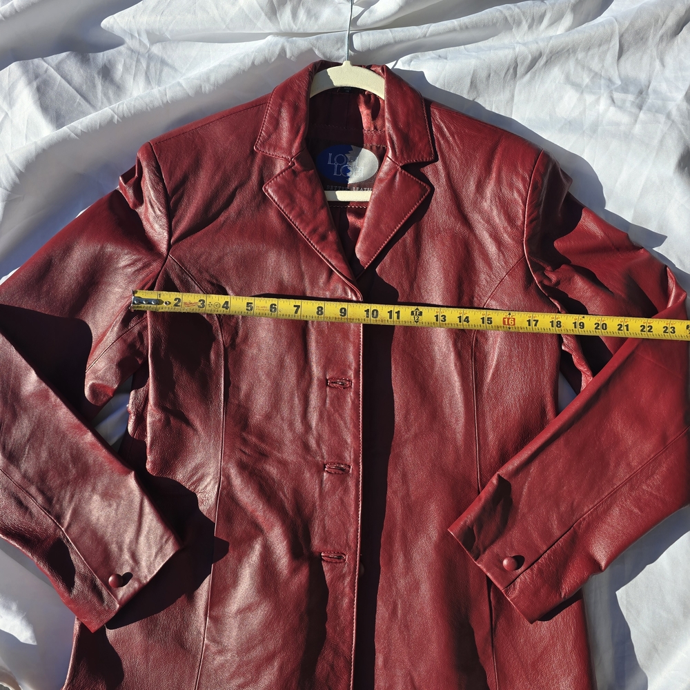 Vintage Lobi Lobi Women’s Genuine Leather Button Up Jacket Red Burgandy XL - Picture 7 of 11